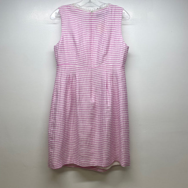 Nine West Size M-10 Women's Pink-White Stripe Sleeveless Dress