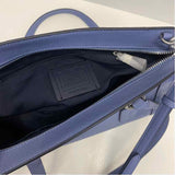 Coach Blue Solid Leather Satchel Handbag