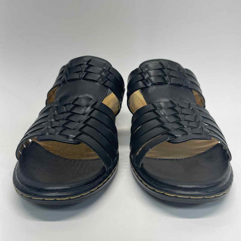 Softspots Size 8.5 Women's Black Solid Slip On Sandals