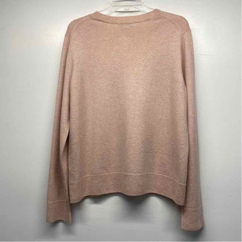 Vince Size Xl Women's Light Pink Solid Pullover Sweater