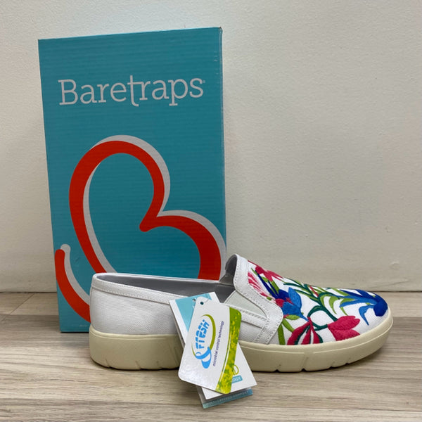 Baretraps Size 10 Women's White-Multicolor Floral Slip On Shoes