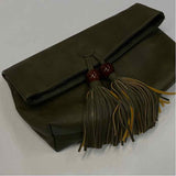 Green Faux Leather Pebbled Folding Clutch