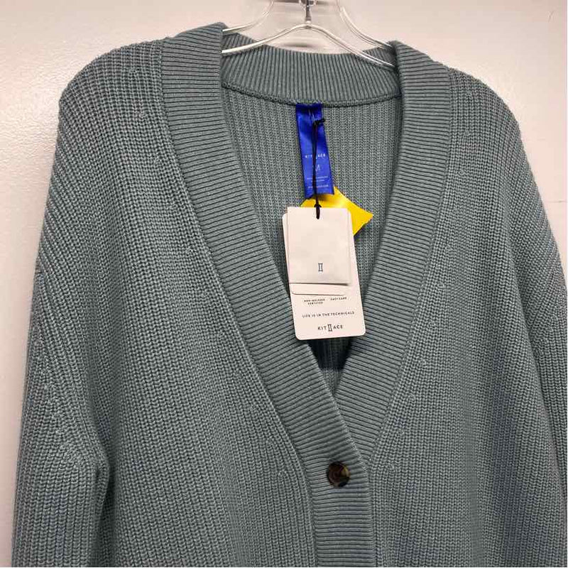 Kit + Ace Size M Women's Mint Solid Maxi-Button Up Sweater