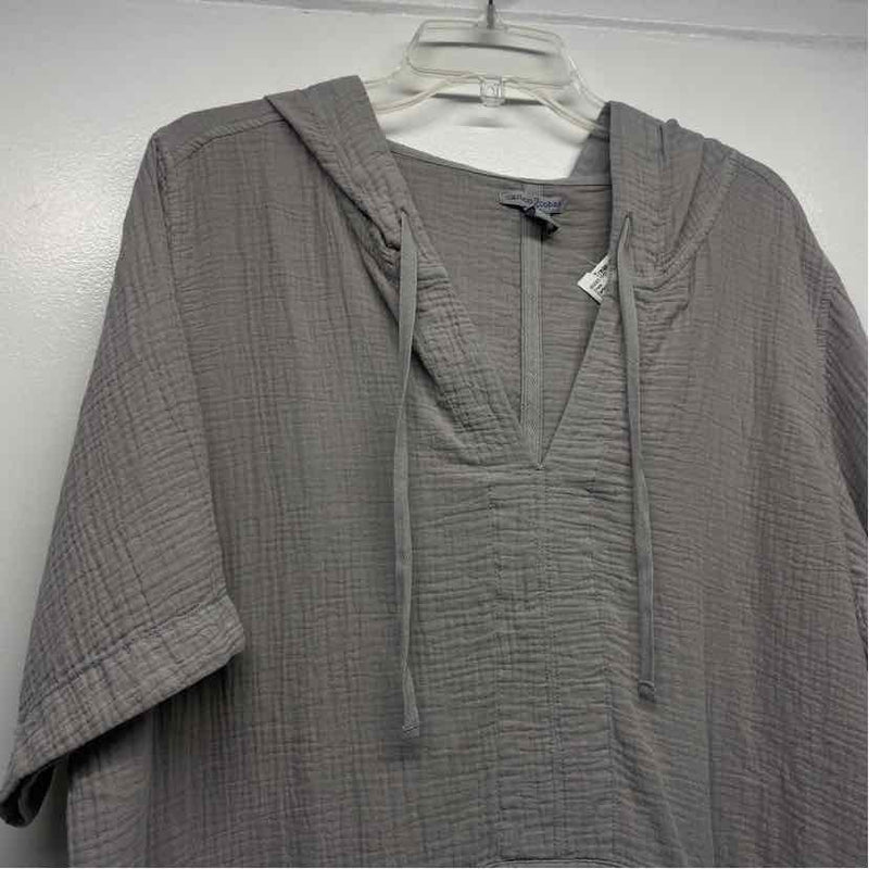 Carbon 2 Cobalt Size Xl Women's Gray Solid Shift Short Sleeve Hoodie Dress