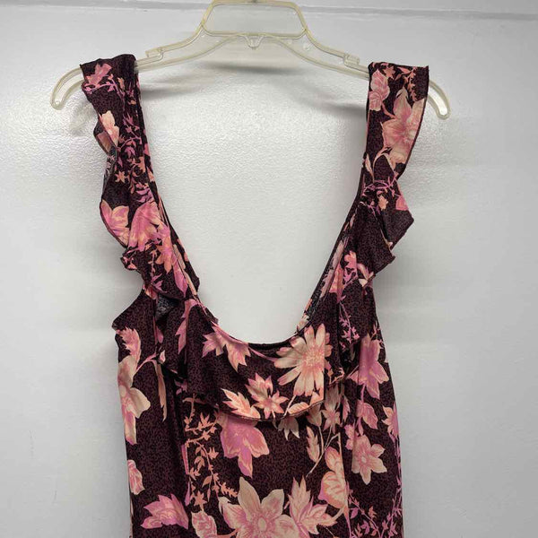 Intimately Free People Size L Women's Burgundy-Pink Pattern Maxi Dress
