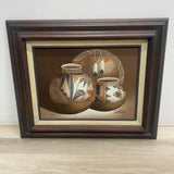 Southwestern still life - sand painting by Myung " Mario Jung - feauturing textured Acoma Pueblo- Style potter