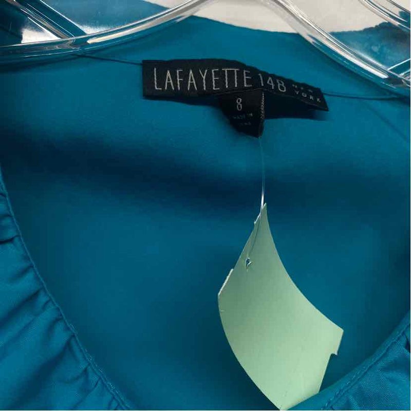 Lafayette 148 Size S Women's Teal Solid Button Up Sleeveless Top