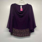 MSK Size M Women's Purple Beaded Cowl Neck Blouse