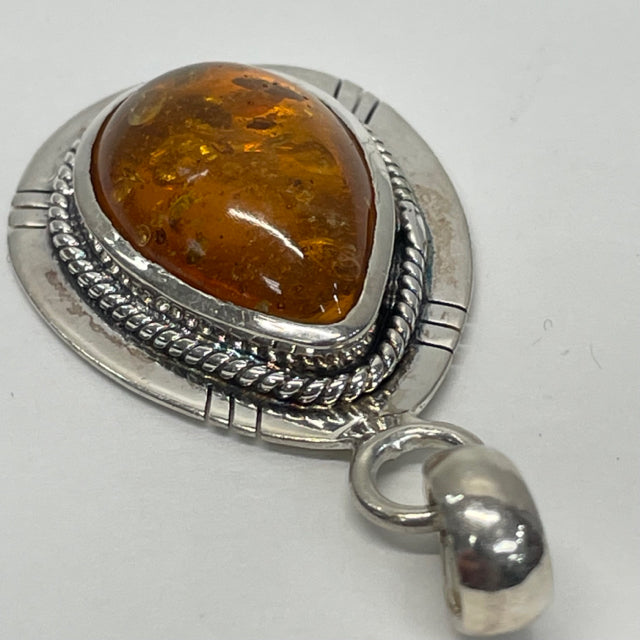 Silver-Yellow Amber Pendant