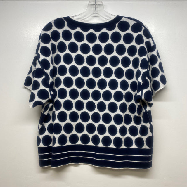 Cabi Size M Women's Navy-White Polka Dot V Neck Short Sleeve Top