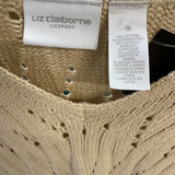 Liz Claiborne Size S Women's Beige Cut Out V Neck Pullover Sweater
