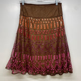 Arden B Women's Size 4-S Brown-Multi Sequin A Line- Knee Skirt