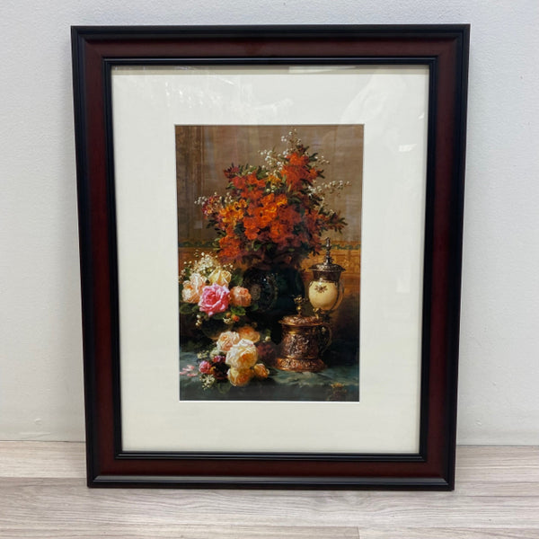 Framed Print Titled Still Life of Roses and Other Flowers by Jean Baptiste Robie