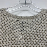 INC Size M Women's Beige-Silver Cut Out 3/4 Sleeve Sweater