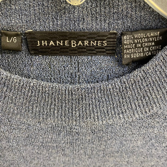 Jhane Barnes Men's Size L Blue Knit Wool Blend Tweed Men's Crew Neck Sweater