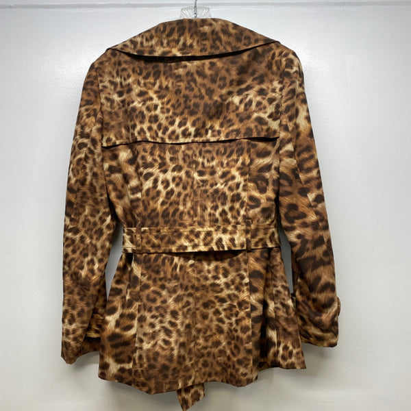 INC Women's Size S Brown Animal Print Double Breasted Jacket