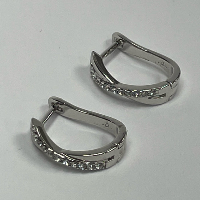 Amaya 18k White Gold Plated Silver Hoop Earrings |