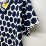 Cabi Size M Women's Navy-White Polka Dot V Neck Short Sleeve Top