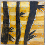 Yellow-Brown Square Wood Wall Decor
