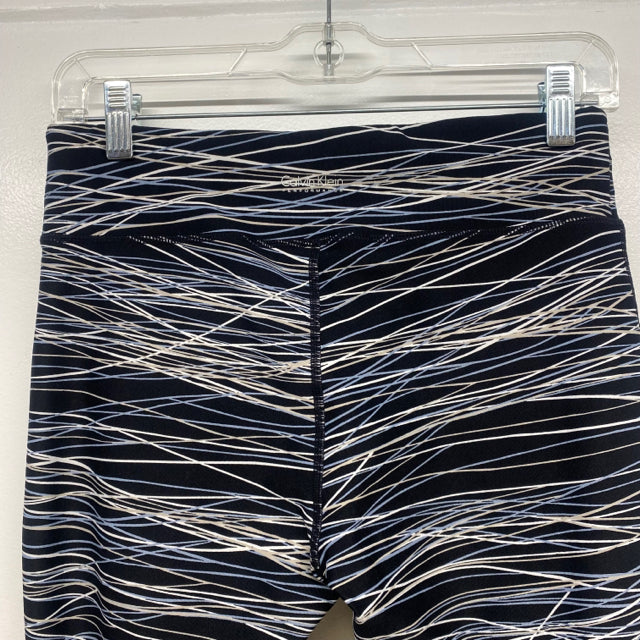Calvin Klein Women's Size M Black-White Striped Capri Activewear Pants