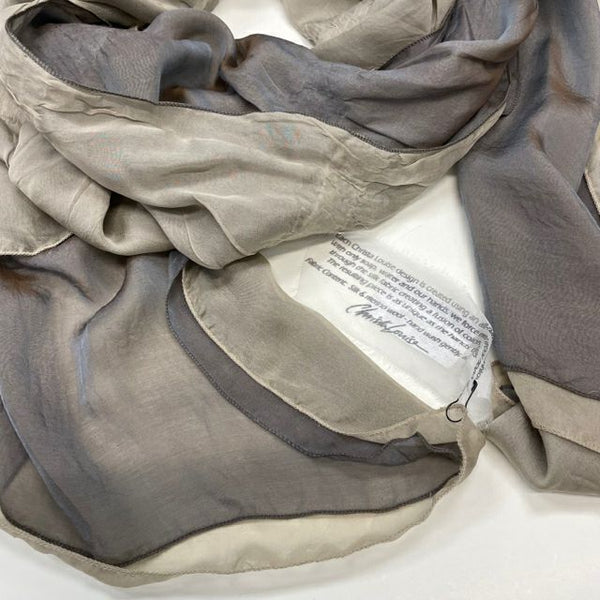 Christa Louisa Tan-Grey Silk Blend Colorblock Scarf