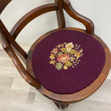 Antique Brown Wood Needlepoint Seat Chair
