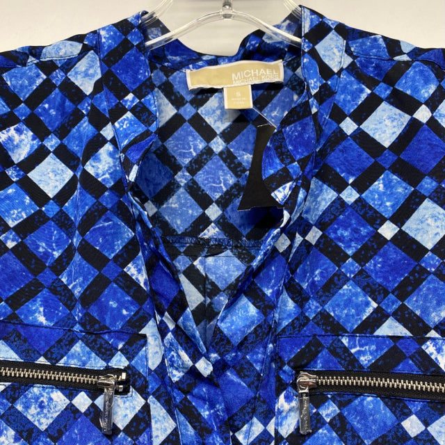 Michael Michael Kors Size S Women's Blue Geometric Tunic Blouse