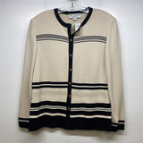 St. John Women's Size 10-M Tan-Black Striped Button Down Jacket