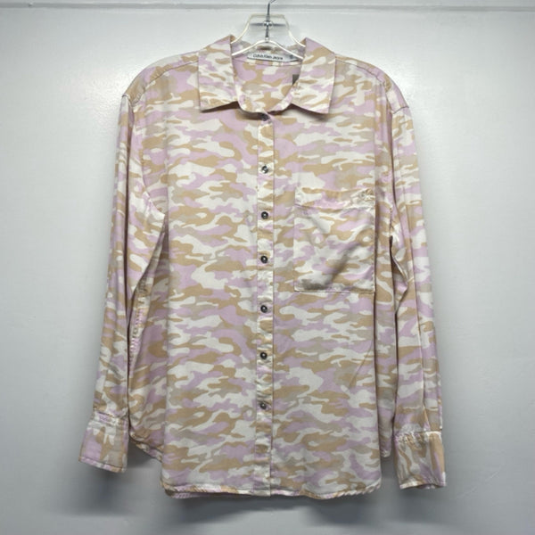 Calvin Klein Jeans Size S Women's Lilac-Multi Camoflage Button Up Shirt
