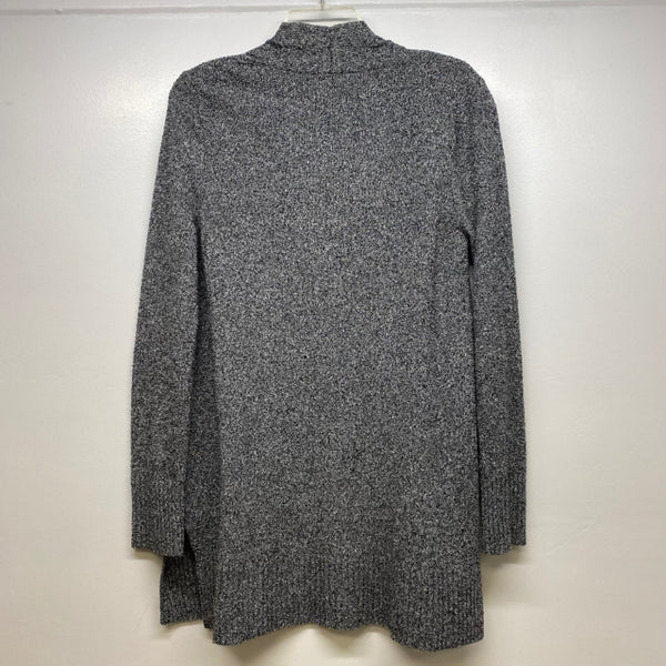 Lilla P Women's Size L Gray-Black Tweed Maxi Cardigan Sweater