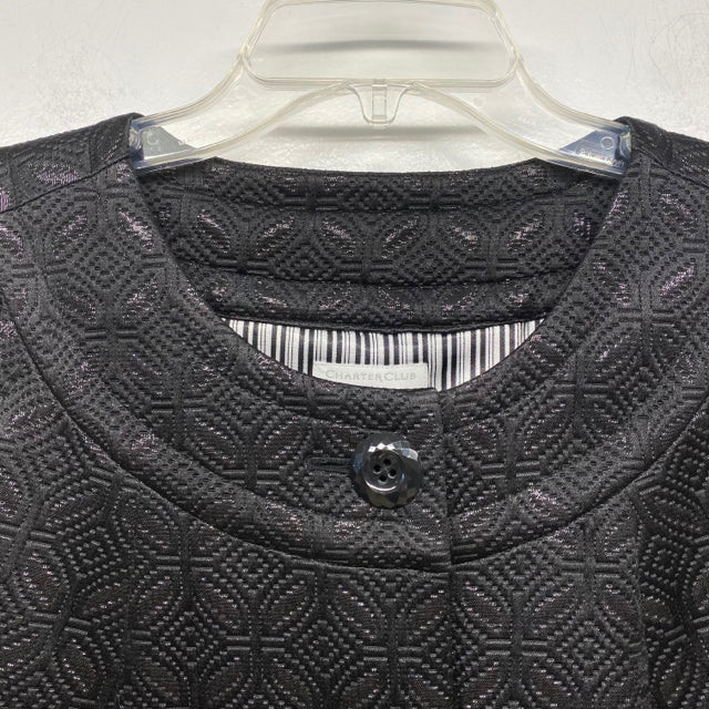 Charter Club Women's Size 2x-18W Black Pattern 3/4 Sleeve Jacket