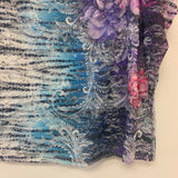 Dressbarn Women's Size L-XL Purple-Multicolor Pattern Lace Short Sleeve Top