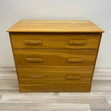 Ranch Oak Rustic Tan Wood Chest of Drawers with Top Foldable Desk and Cabinet