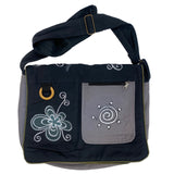 Black-Multicolor Cotton Embroidered Crossbody Handbag