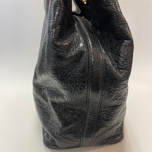 Michael Kors Black Leather Textured Tote Handbag