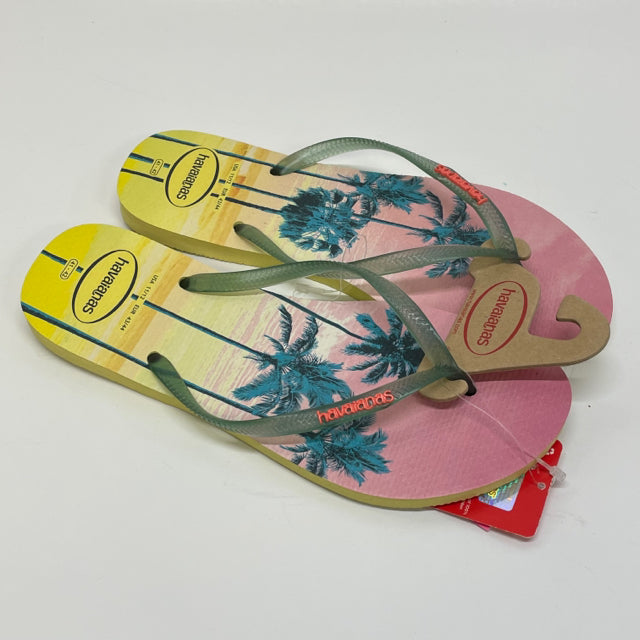 Havaianas Size 11 Green-Multi Tropical Flip Flop Sandals