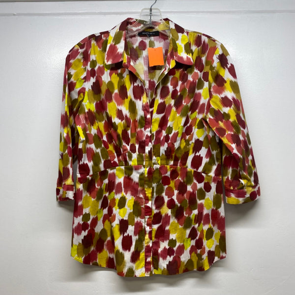 Lafayette 148 Size 6-S Women's Red-Multi Pattern Button Up Shirt