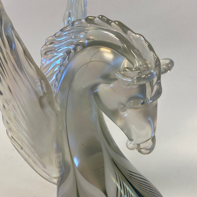 Winged Horse Shaped Figurine Iridescent Art Glass