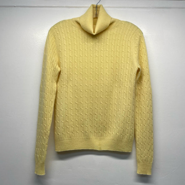 Sophia Milano Size S Women's Yellow Cable Knit Turtle Neck Sweater