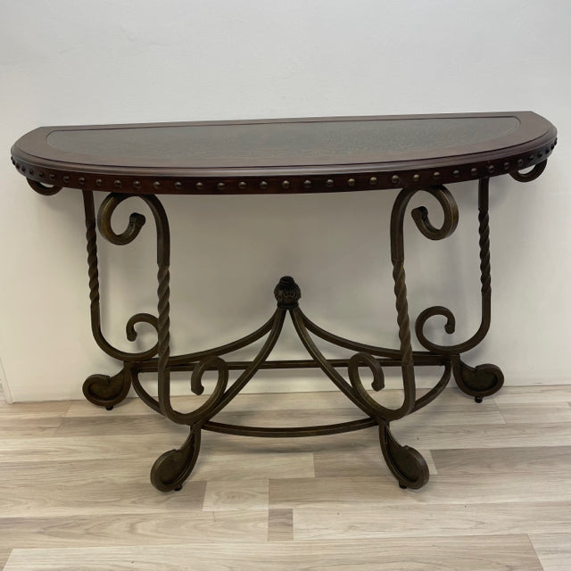 Ashley Brown Metal-Wood Console - Sofa Table