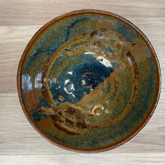 Handmade Brown-Aqua Pottery Bowl