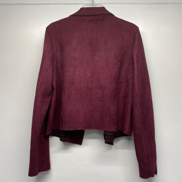 Skies Are Blue Women's Size L Burgundy Solid Open Front Jacket