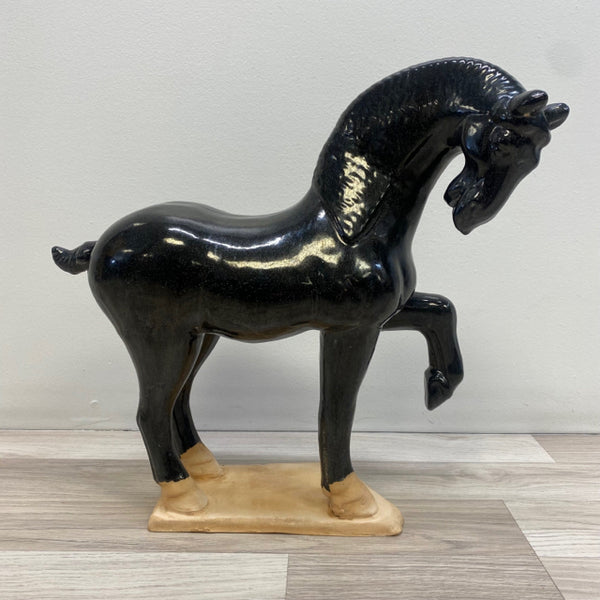 Black-Tan Horse Ceramic Statue