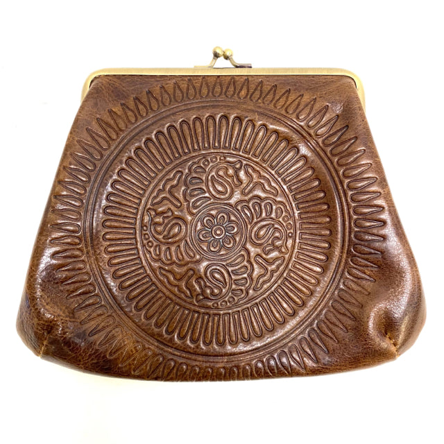 Patricia Nash Brown Embossed Leather Clutch