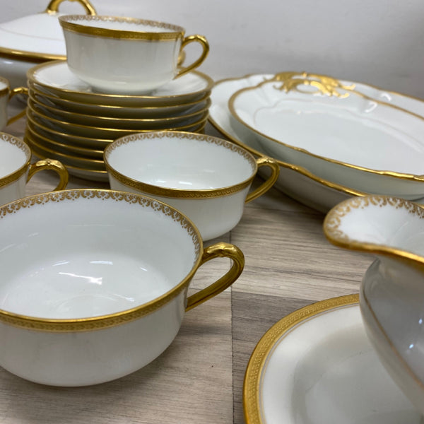 Haviland - limoge White-Gold Porcelain Dinnerware