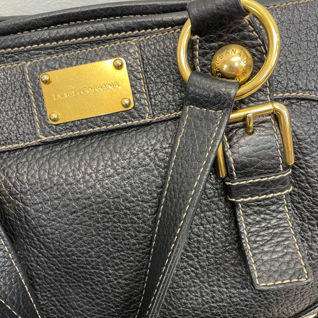 Dolce & Gabbana Black Leather Pebbled Handbag
