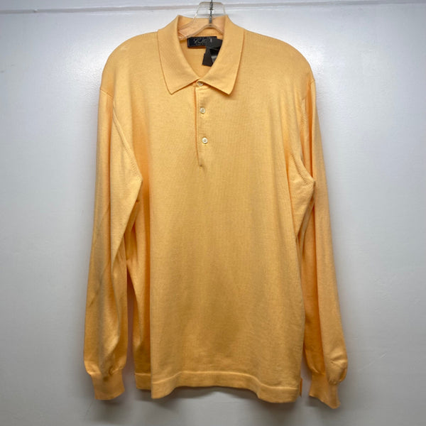 Cellini Men's Size L Peach Knit Cotton Solid Men's Long Sleeve Shirt