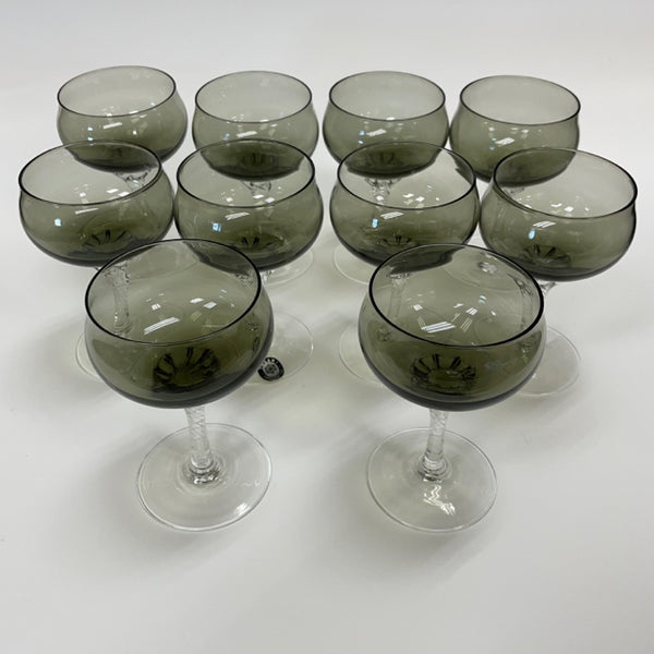 Sasaki Green Stemmed Glasses 4.5"H - Set of 10