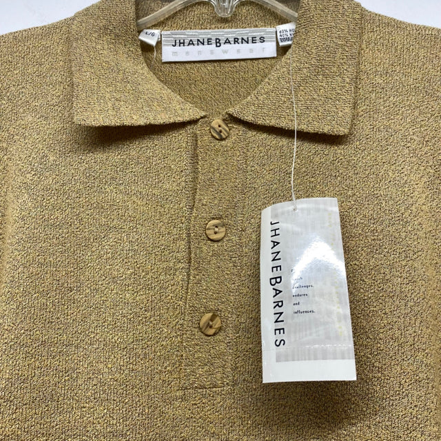 Jhane Barnes Men's Size L Tan Knit Wool Blend Tweed Men's Long Sleeve Shirt
