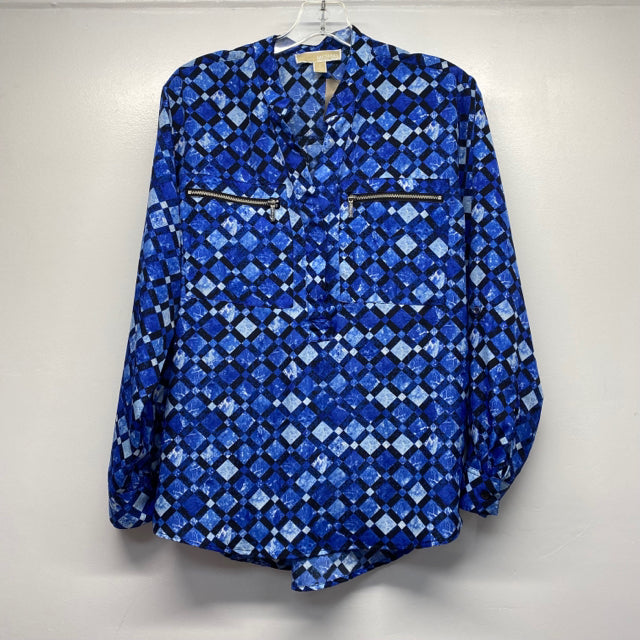 Michael Michael Kors Size S Women's Blue Geometric Tunic Blouse